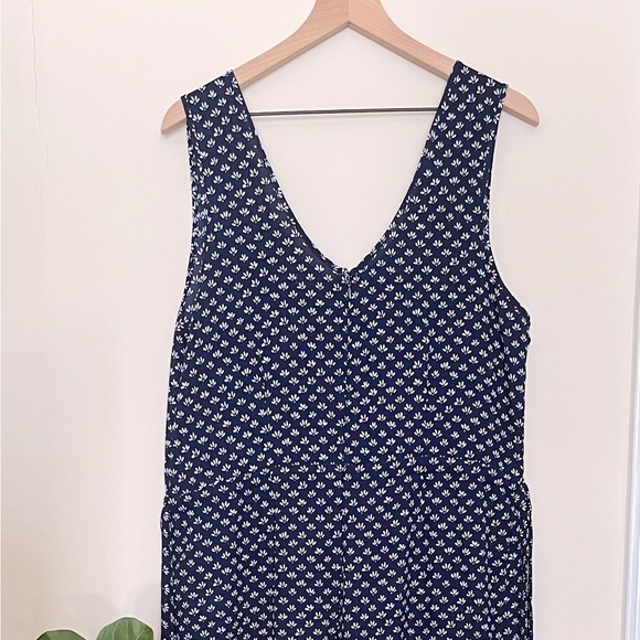 Max Studio Jumpsuit Navy White Floral Print Size XL - Picture 3 of 10